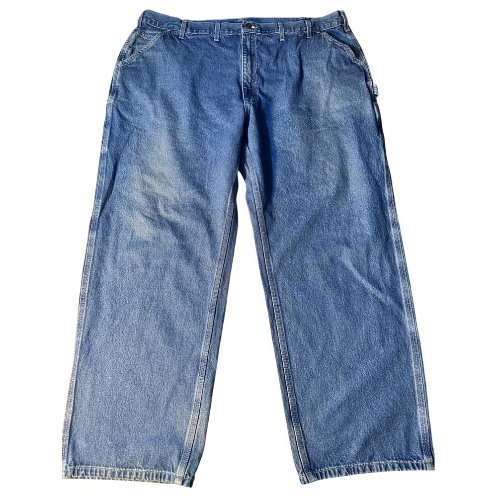 Carhartt Mens Loose Fit Carpenter Jeans Blue Denim Utility Work Pants 46x31